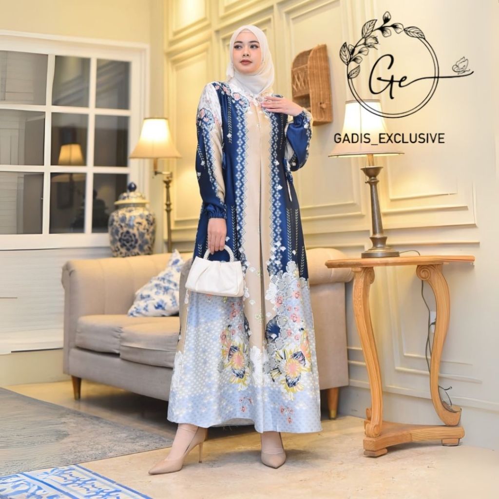 baju gamis motif MEDINA bahan armani silk premium seragaman keluarga kondangan terlaris