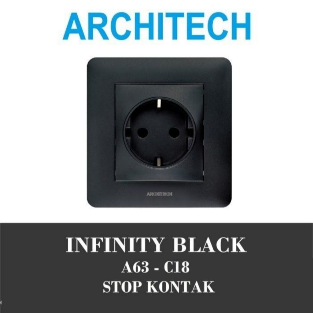 Architech Infinity Series Black Stop Kontak A63-C18
