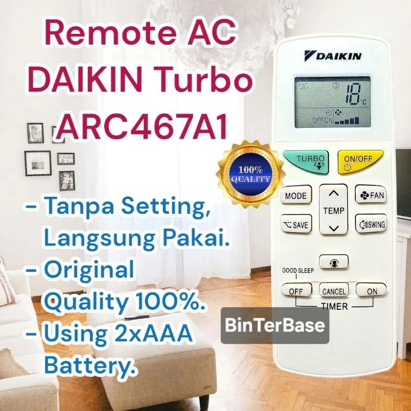 Remote remot AC Daikin ARC467A1 Turbo Original Quality ac daikin ARC 467 A1 air conditioner rimot