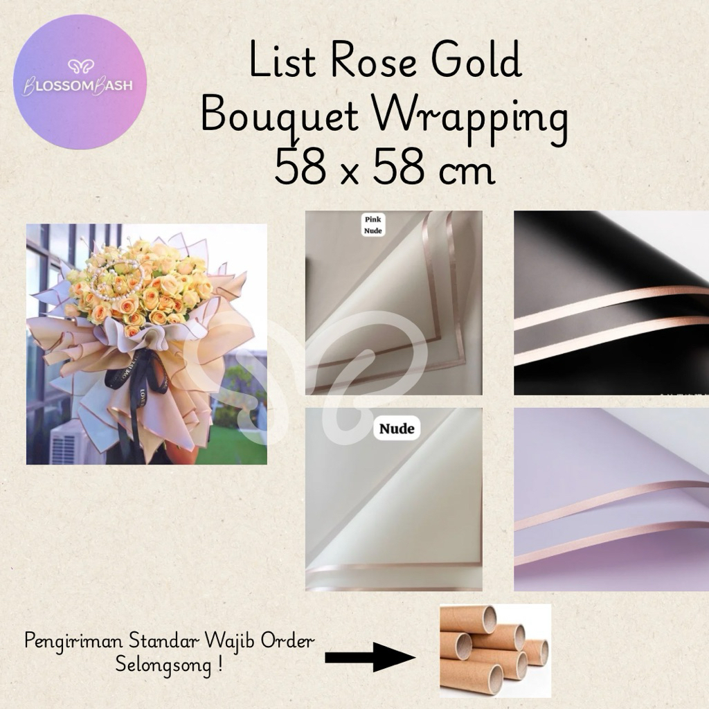 

[Per Lembar] Kertas Buket List Rose Gold / Cellophane Bouquet Wrapping Paper