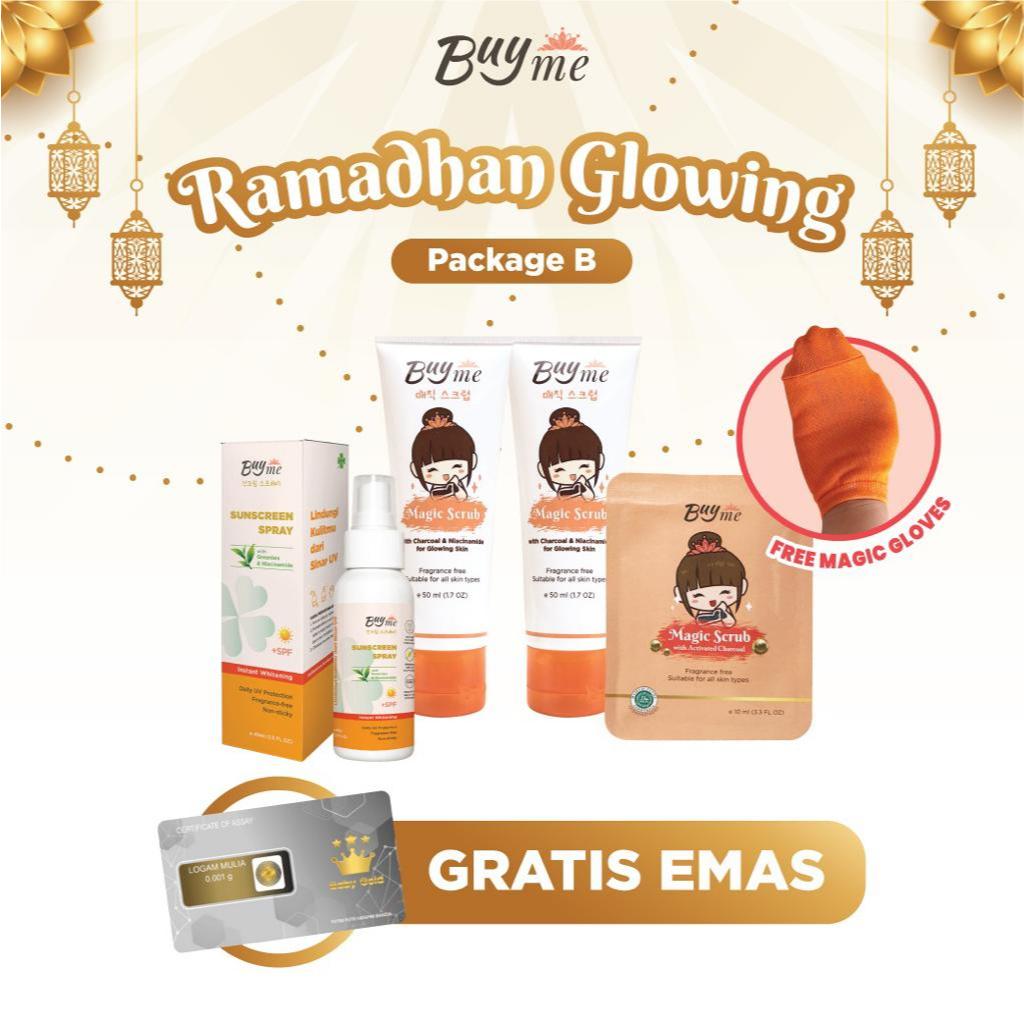BuyMe Paket Ramadhan Glowing - Body Wash Sunscreen Scrub 10ml 50ml