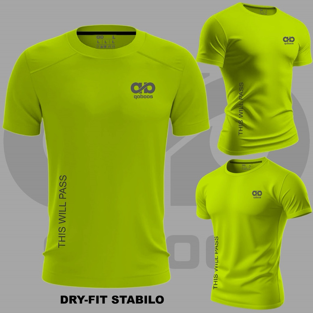 Qoboos Sport & Style - Baju Kaos Hijau Neon | Kaos Stabilo | Kaos Olahraga Pria Wanita | Kaos Dry Fi