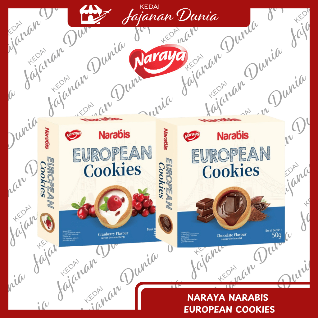 

Naraya European Cookies Cranberry Chocolate 50gr | Pie Cookies | Kue Pie