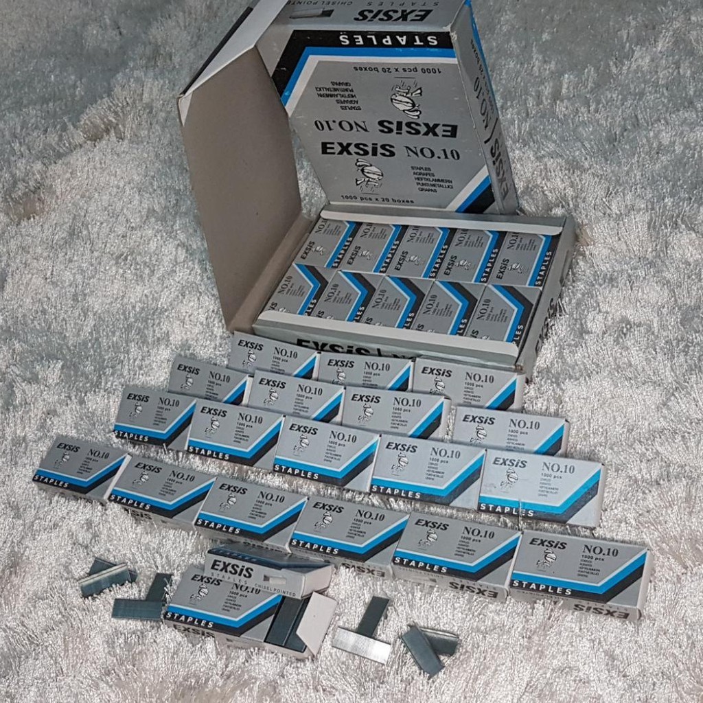 

Isi Hekter Isi Staples Merek EXSIS No.10 Grosir Per Pak isi 20 box alias 20.000 Pcs