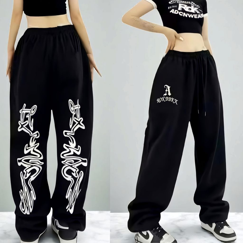 HIPHOP BAGGY STAR PANTS CELANA BAGGY SWEATPANTS CELANA KULOT JOGGER PRIA & WANITA KOREAN CELANA LOOS