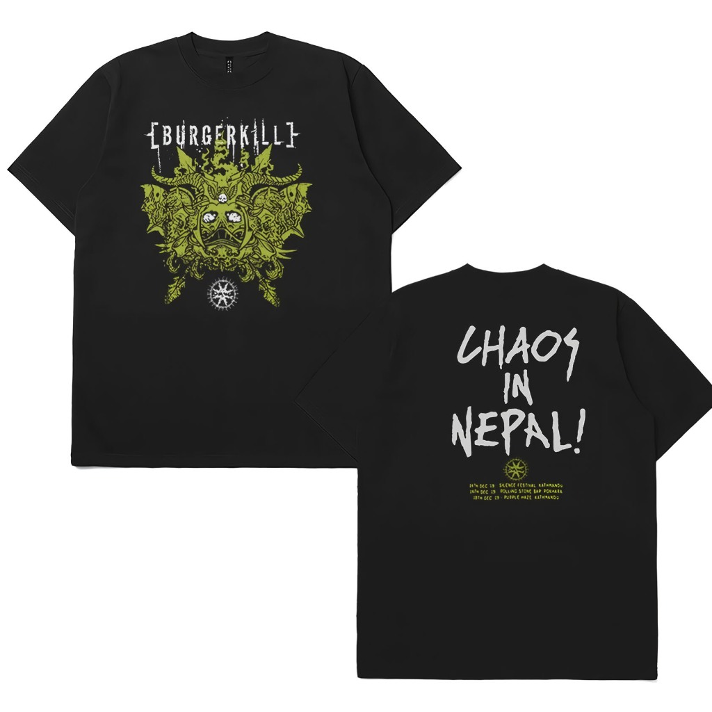 Tshirt - Kaos Band Burgerkill Chaos In Nepal Hitam | Cotton Combed24s Premium
