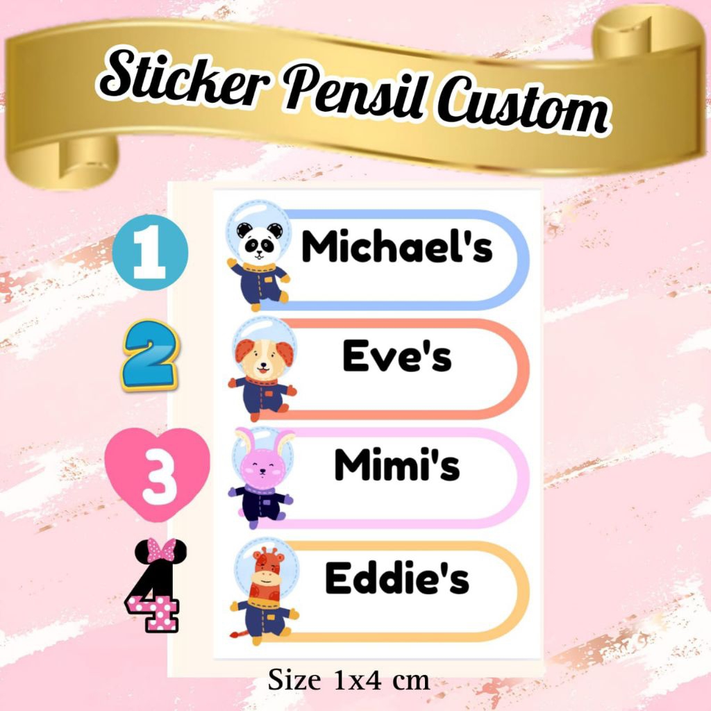 

STIKER PENSIL TINGGAL TEMPEL ISI 50 PCS BISA CUSTOM NAMA