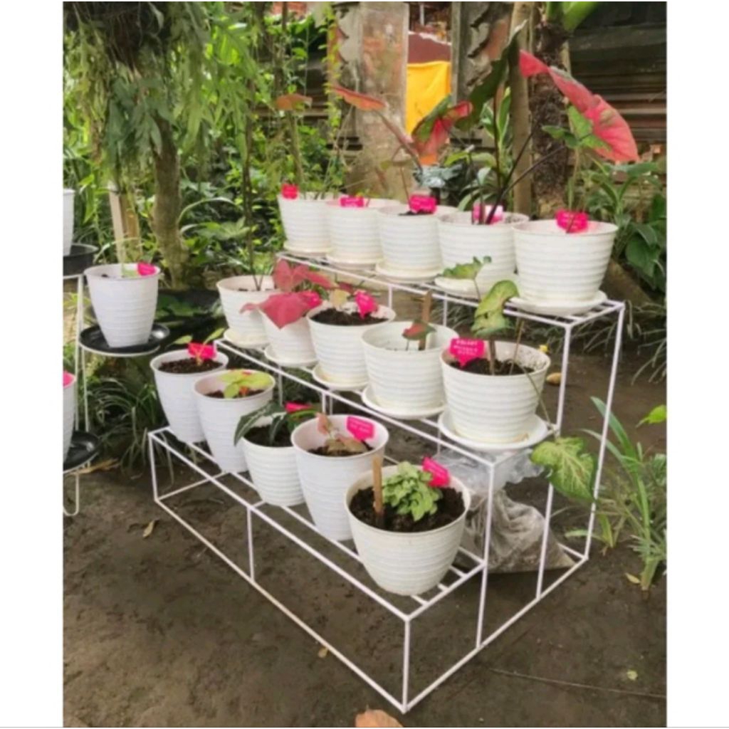 RAK BUNGA SUSUN 3 PANJANG 1 METER / RAK BUNGA SUSUN 2 MINIMALIS  RAK SUSUN 3  STANDING POT MURAH MIN