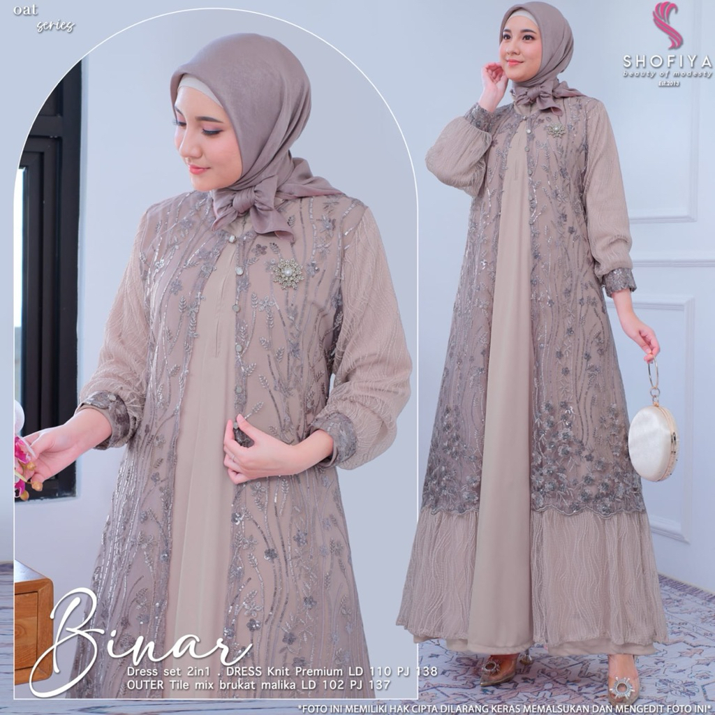 Binar dress ori shofiya / gamis Binar ori shofiya / dress bruklat shofiya / original shofiya / gamis