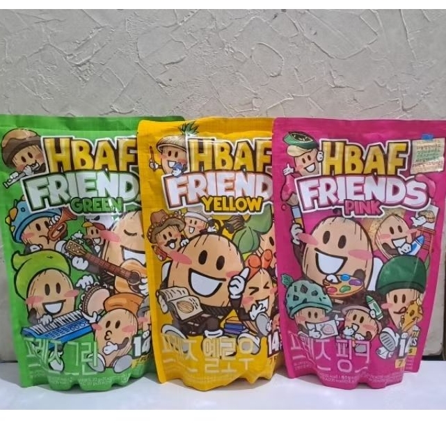 

HBAF FRIENDS PINK / GREEN / YELLOW 14 MINI PACKS ALMOND
