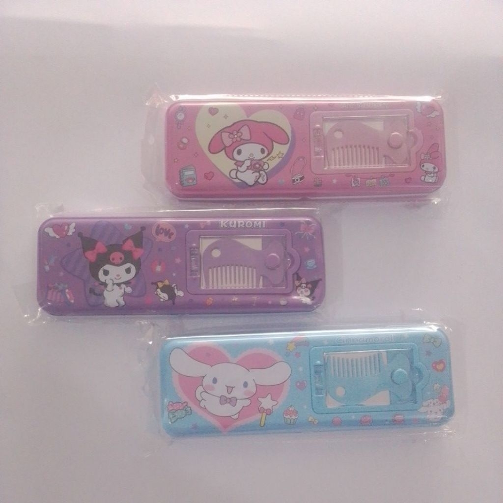 

Kotak Pensil/tempat pensil kaleng anak cewek+kaca dan sisir