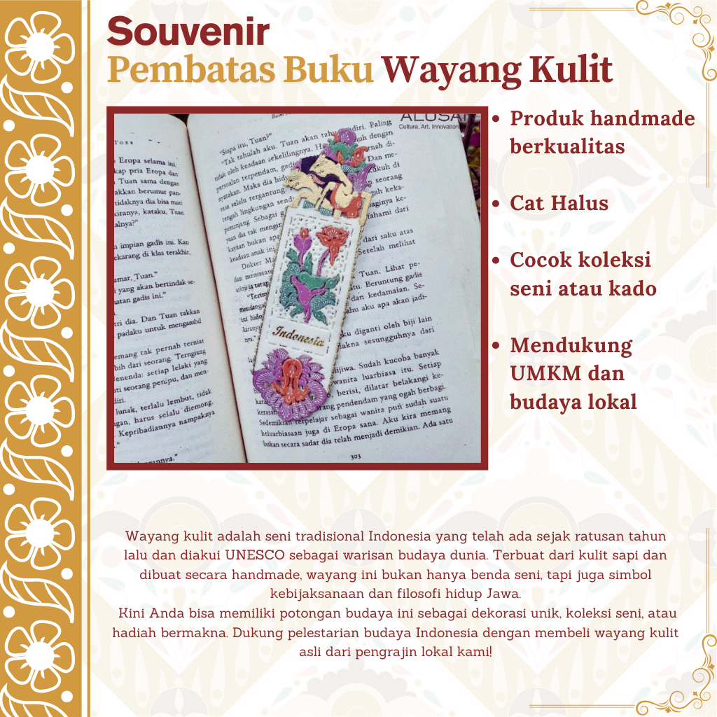 Pembatas Buku wayang kulit tinggi Bookmark wayang kulit