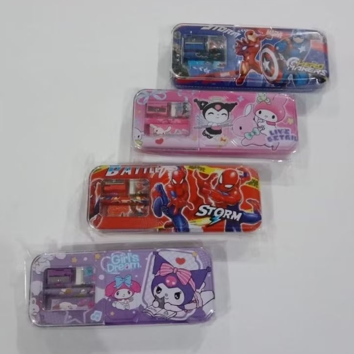 

Kotak Pensil/Tempat pensil kaleng anak cewek-cowok/lengkap dengan AT