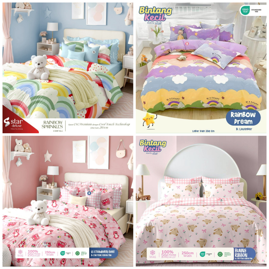 BEDCOVER & SPREI SET MOTIF ANAK KARTUN BAHAN KATUN
