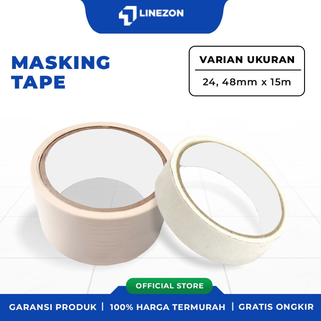 

Masking Tape / Lakban Kertas / SIZE 24mm - 48mm / Panjang 15m TERMURAHH