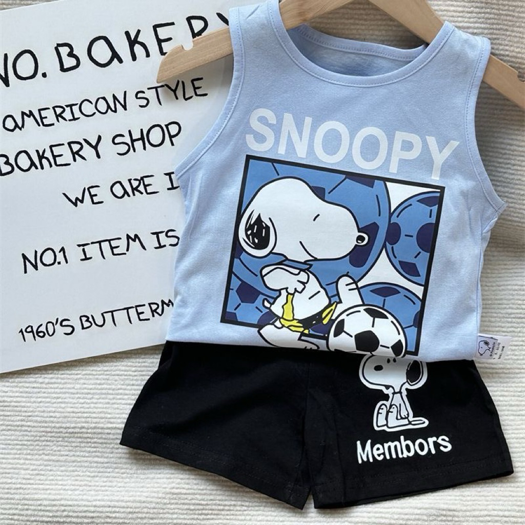 SATU SET BAJU ANAK/BAYI LAKI-LAKI SNOOPY BIRU