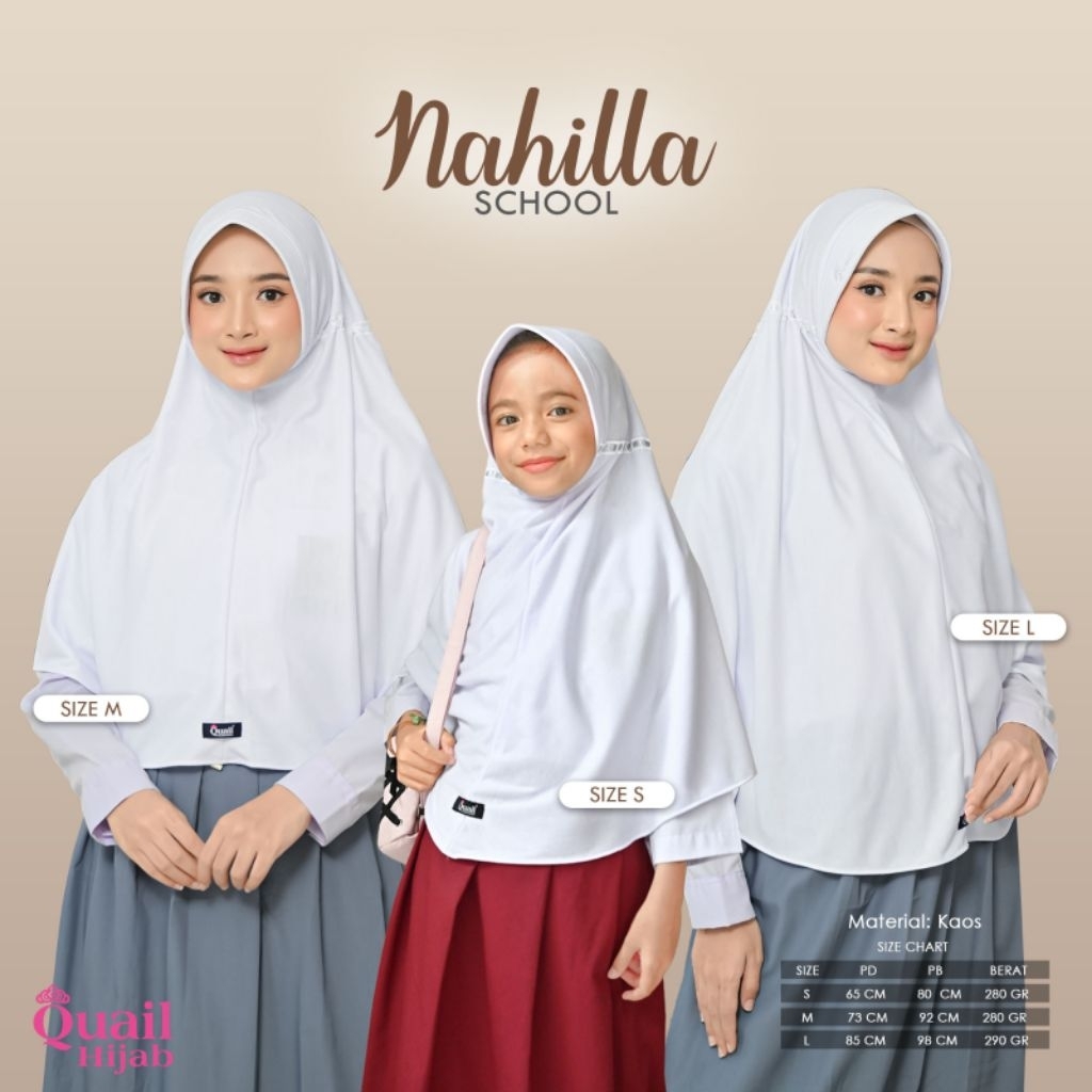 QUAIL HIJAB - HIJAB SEKOLAH NAHILLA//HIJAB SEKOLAH ANAK SD SMP SMA//HIJAB SEKOLAH SERIES WHITE//HIJA