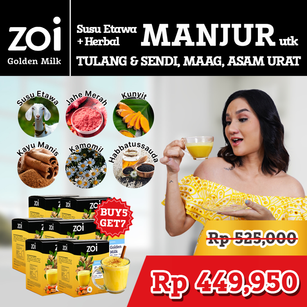 

Beli 5 Box Dapat 7 Box TDP x Zoi Golden Milk Susu Herbal Susu Sehat Susu Kambing, Jahe dan Kunyit