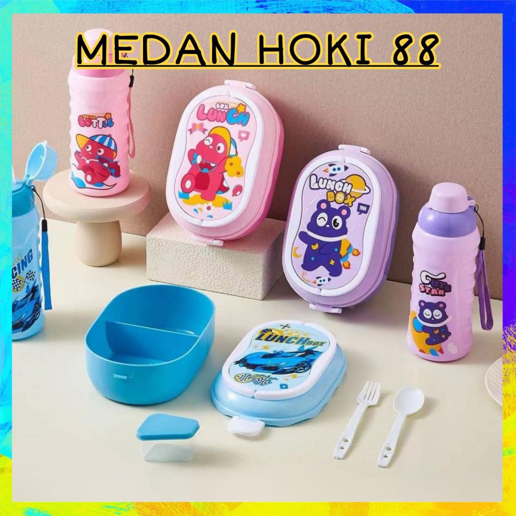 

Medanhoki88 - Kotak Makan Set / Lunch Box Anti Tumpah 2 Skat 7500ML + Botol Minum 500ml