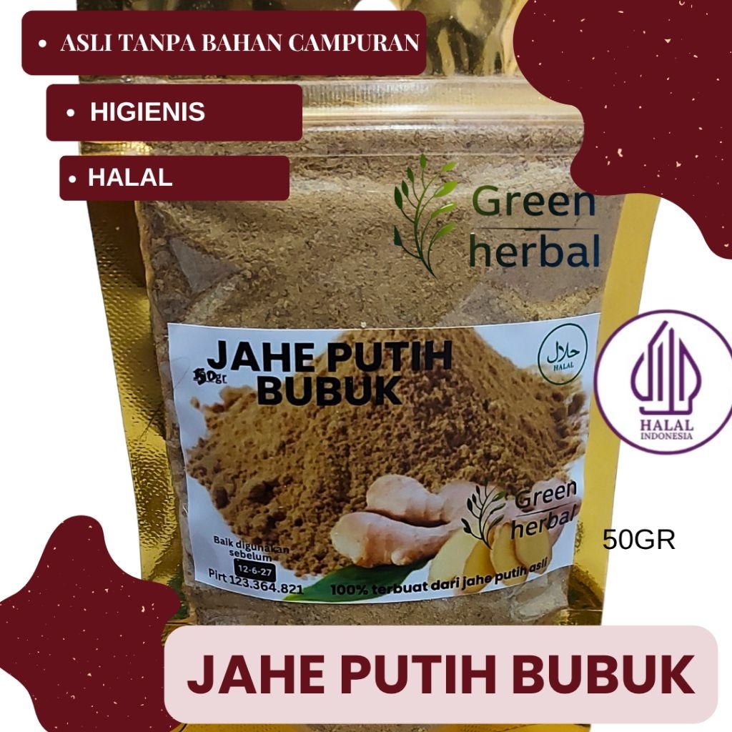 

Jahe Putih Bubuk 100% murni tanpa campuran 50gr. Green Herbal.