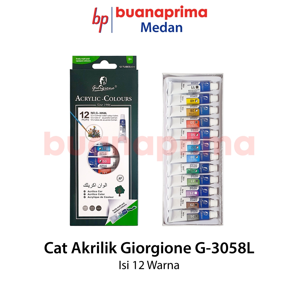 

CAT AKRILIK GIORGIONE 12 Warna 6 ml Acrylic Colours Warna Melukis Kanvas G-3058L