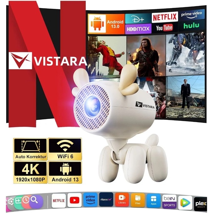 VISTARA JY320 Mini Projector – 180° Rotatable, WiFi Wireless Mirroring, Portable Home Theater for Mo
