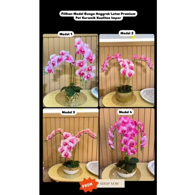 Bunga Anggrek Latex Pot Keramik Gold Luxury