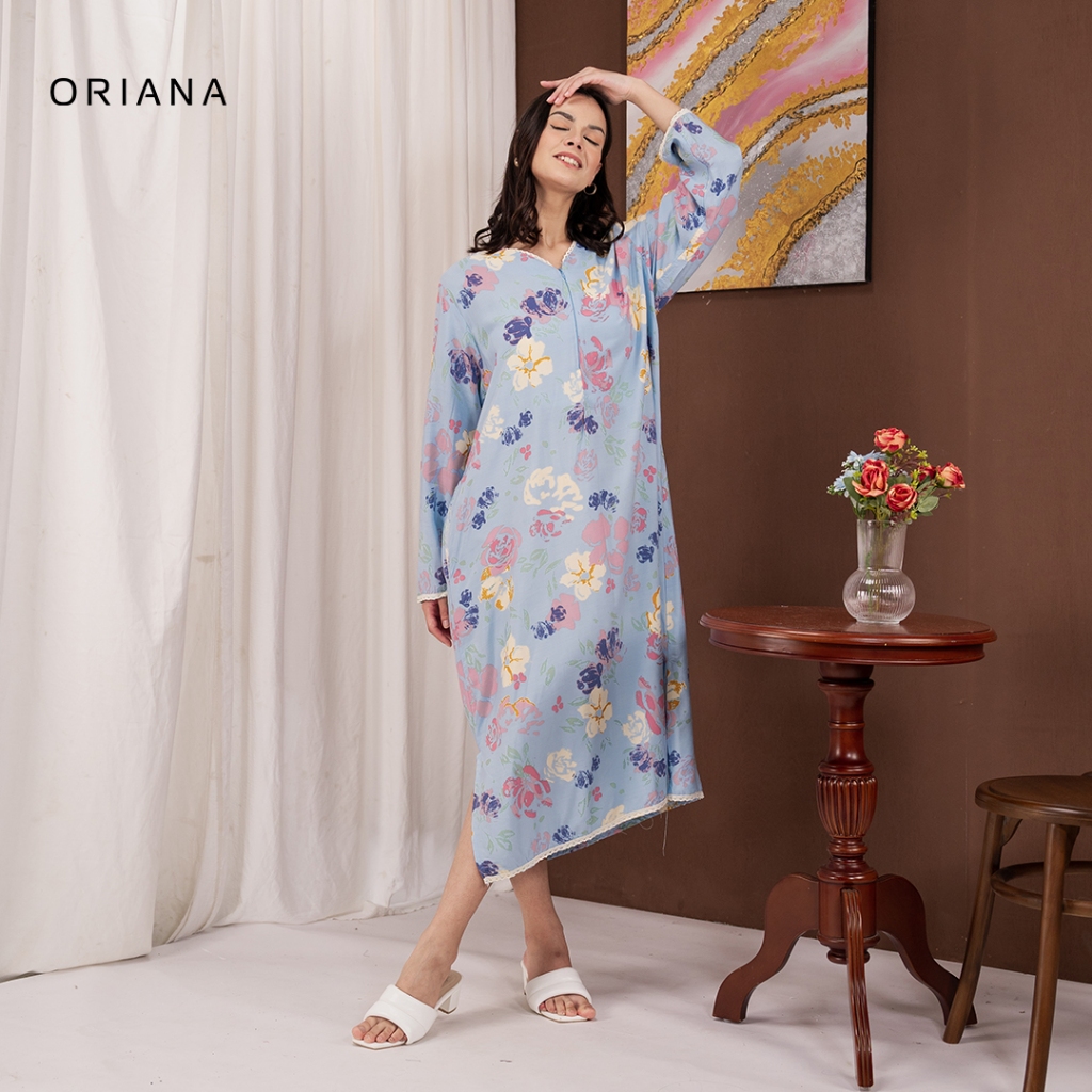 PROMO DISKON Oriana Homewear Daster Panjang Elfrinda Cecily Series Sizing Daster Panjang Adem