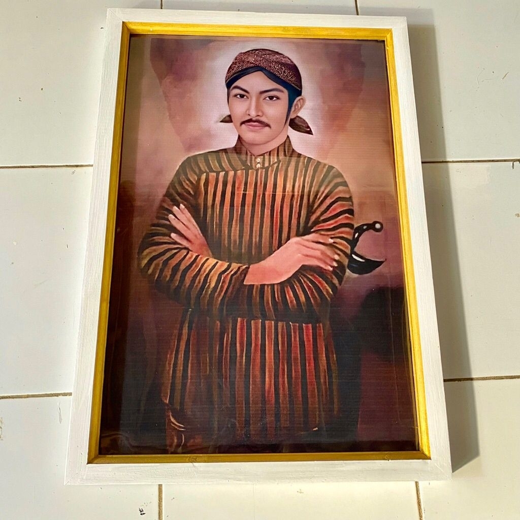 hiasan dinding lukisan cetak gambar sunan Kalijaga plus bingkai 65x45cm