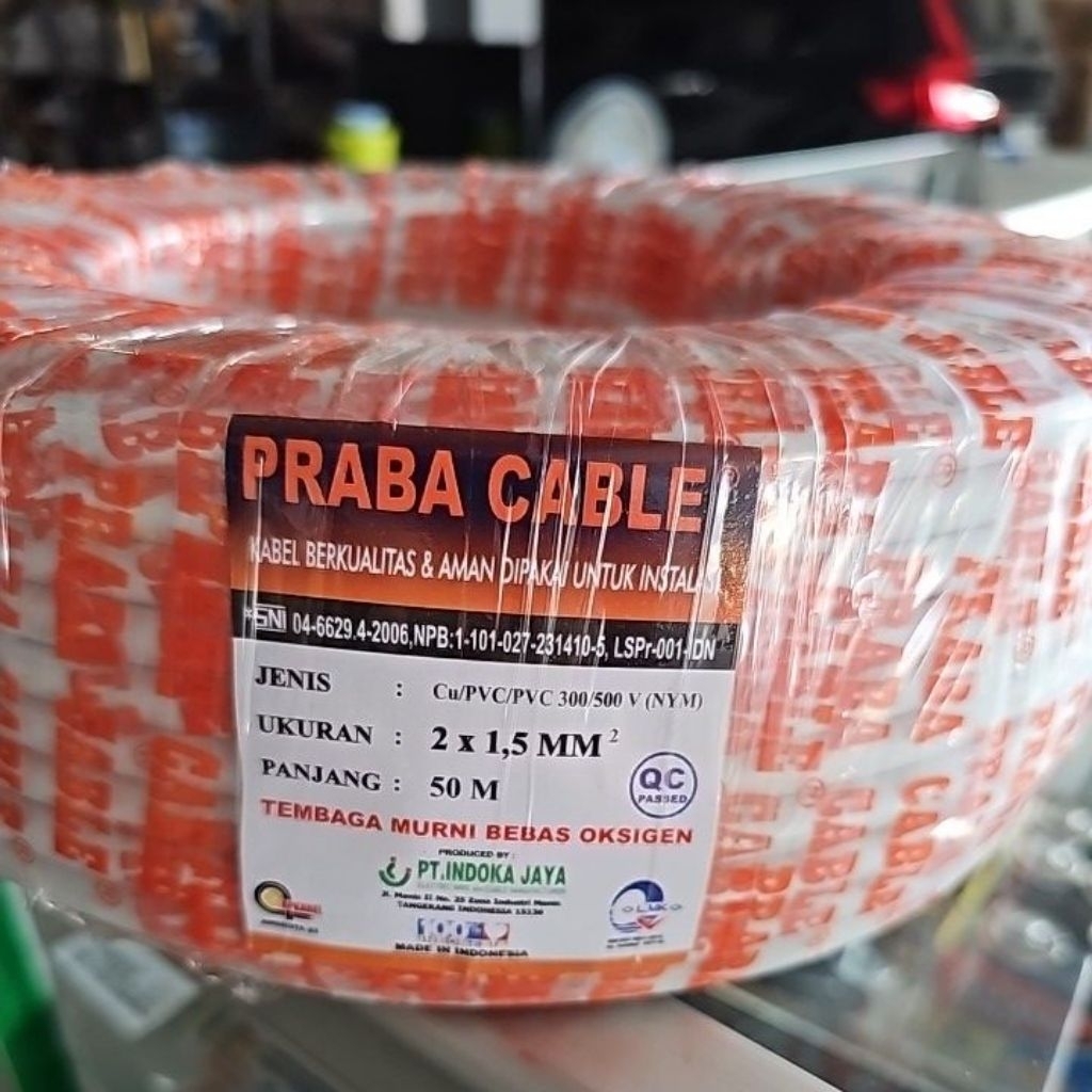 KABEL NYM PRABA 2X1.5X50 METER