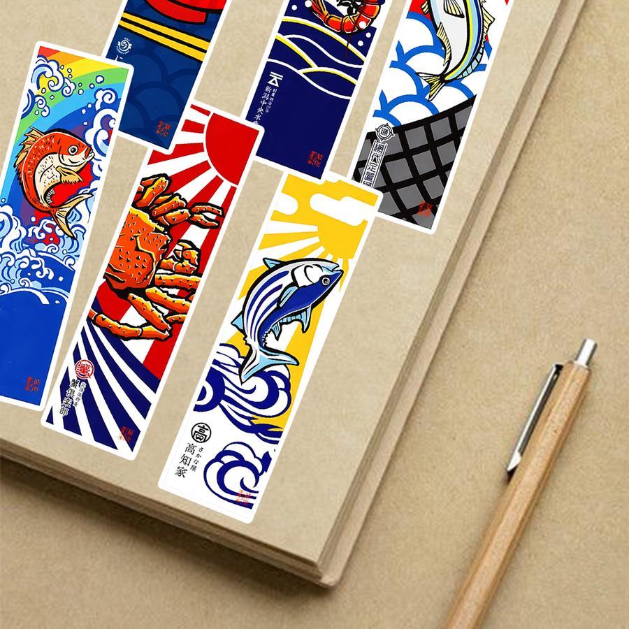 

Sticker Aesthetic Stiker Flag japan WaterProof Tumblr Handphone Stiker Tempel Keren Motif Sea Food