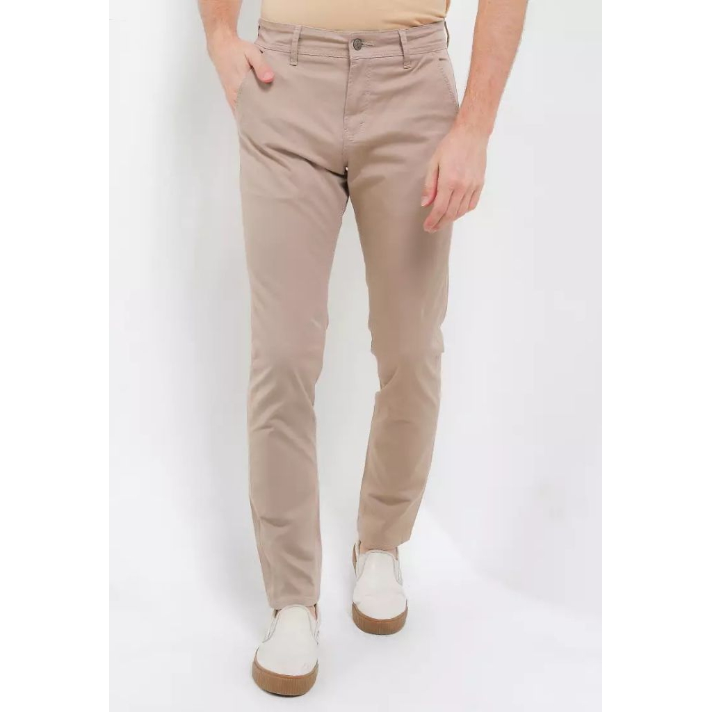 Slim Stretch Fit Chino Pants HSS010BG CELANA LOIS ORIGINAL PRIA CHINOS BEIGE COKLAT MUDA