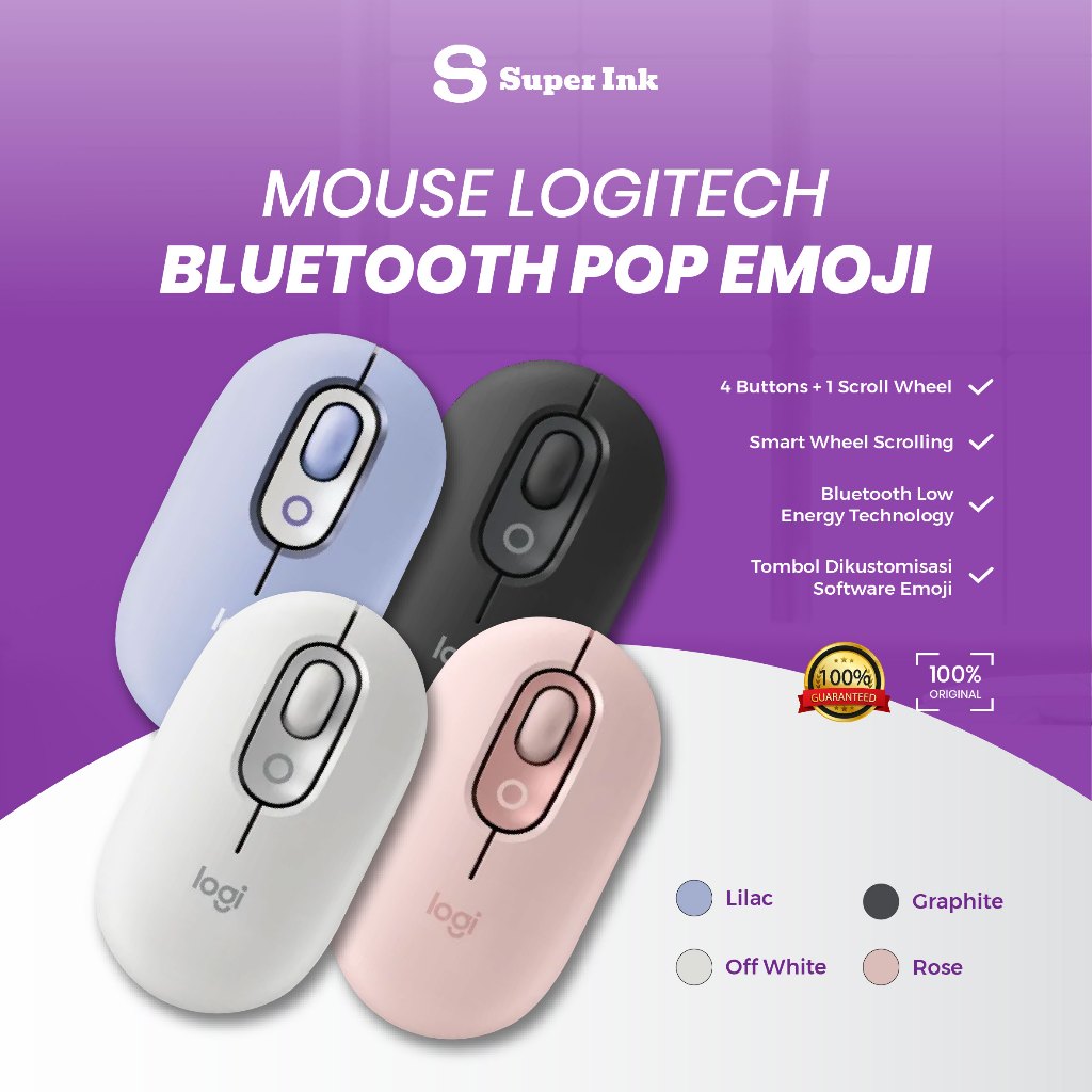 Mouse Wireless Bluetooth Silent Logitech POP Mouse