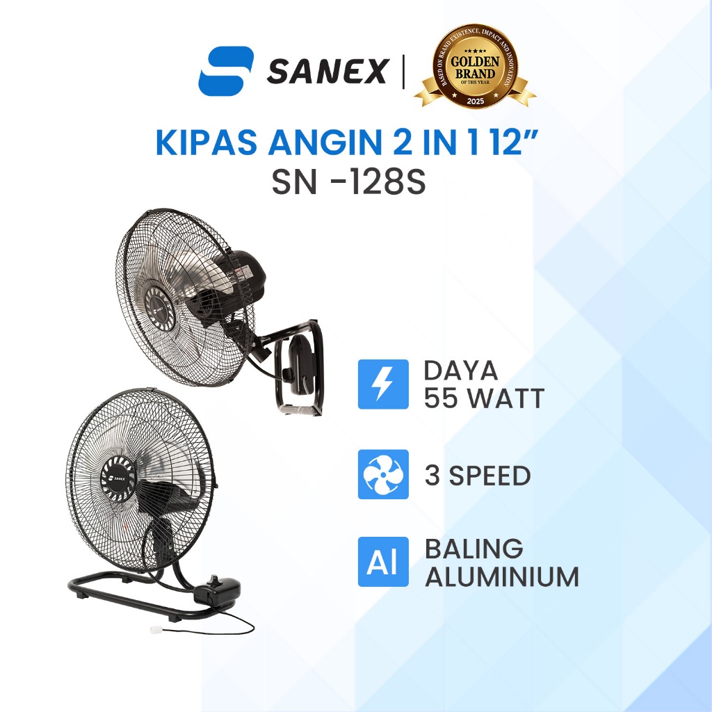 SANEX Kipas Angin Dinding 2in1 12 Inch SN-128 S