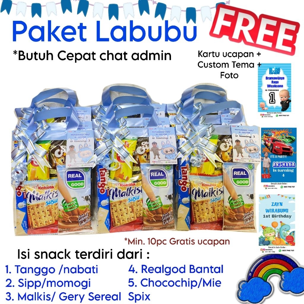 

Mini Snack ulang tahun Imut Lucu || Parcel snack lucu || Hampers snack ulang tahun || Bingkisan snack murah || Goodiebag snack || Paket ultah 5rban