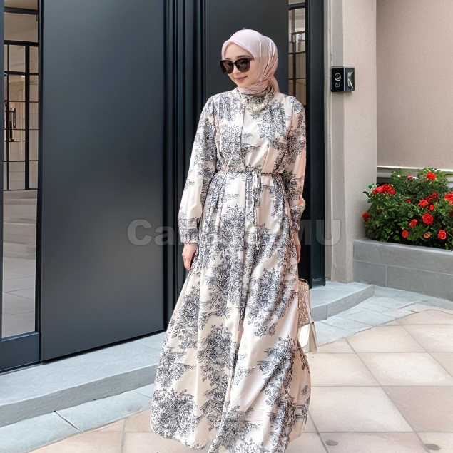 Dress Gamis  Rayon Muslim Kekinian/Gamis Dress Wanita Pesta Mewah Elegan