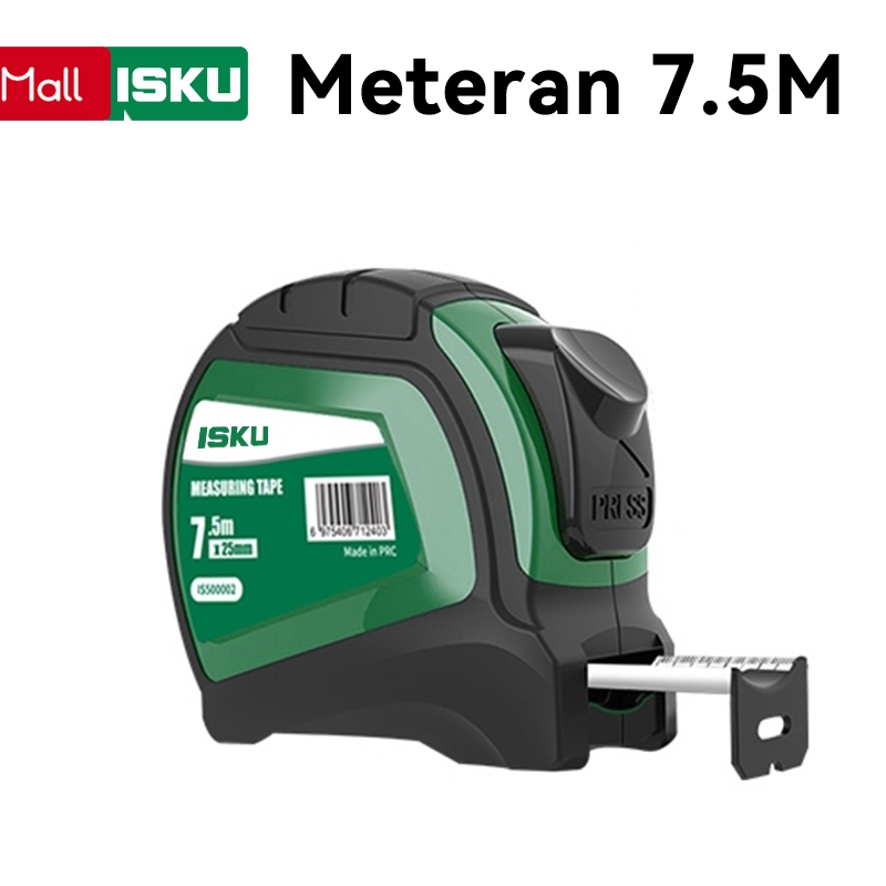 ISKU Tape Measure 7.5M Auto Lock Meteran Tukang Bahan Karet ABS Measuring Tapes 7.5M