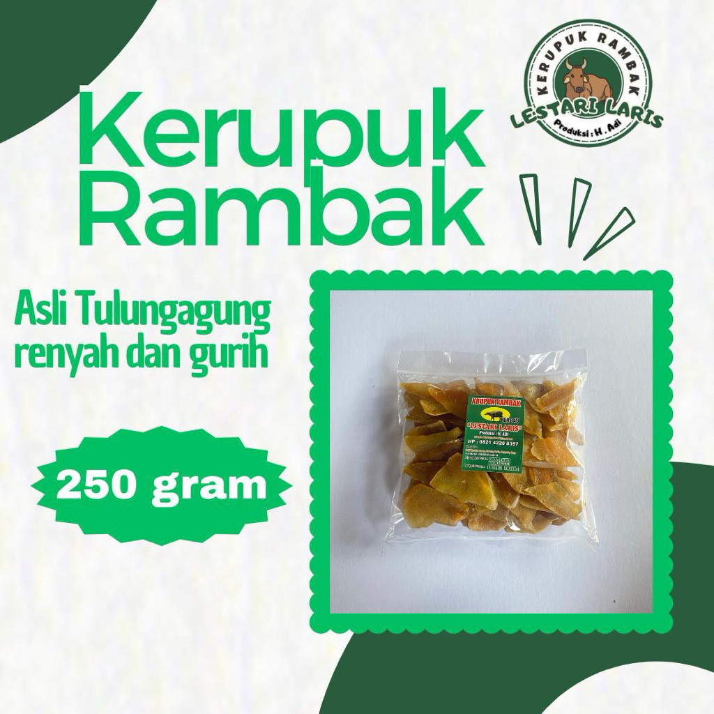 

Krupuk kulit rambak kerbau "LESTARI LARIS" asli Tulungagung,jawa timur