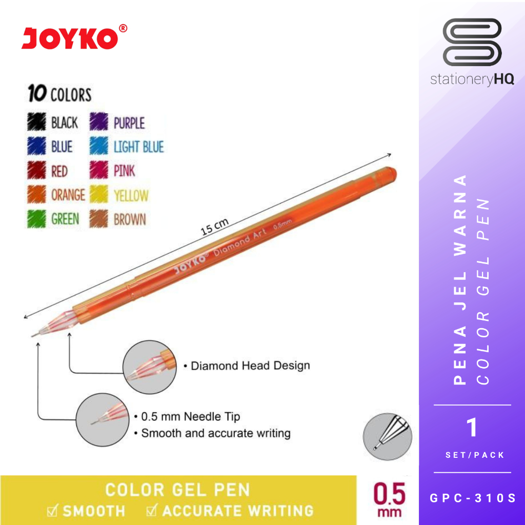 

D3W! Pulpen / Color Gel Pen Joyko GPC-310S 10Warna