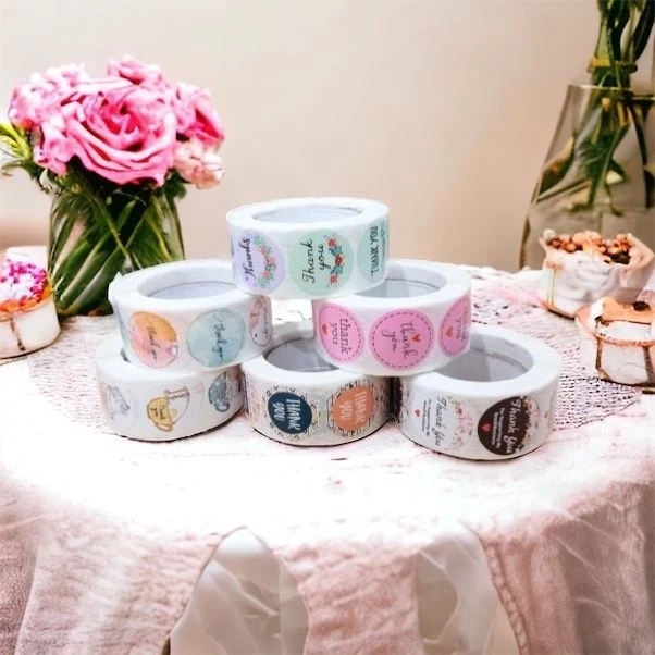 

M55- STICKER THANK YOU ROLL ISI 500 PCS STIKER TERIMA KASIH WARNA SELF ADHESIVE SEAL LABEL ROLL STICKER THANK YOU 2CM TEMPELAN UCAPAN TERIMA KASIH HAPPY BIRTHDAY