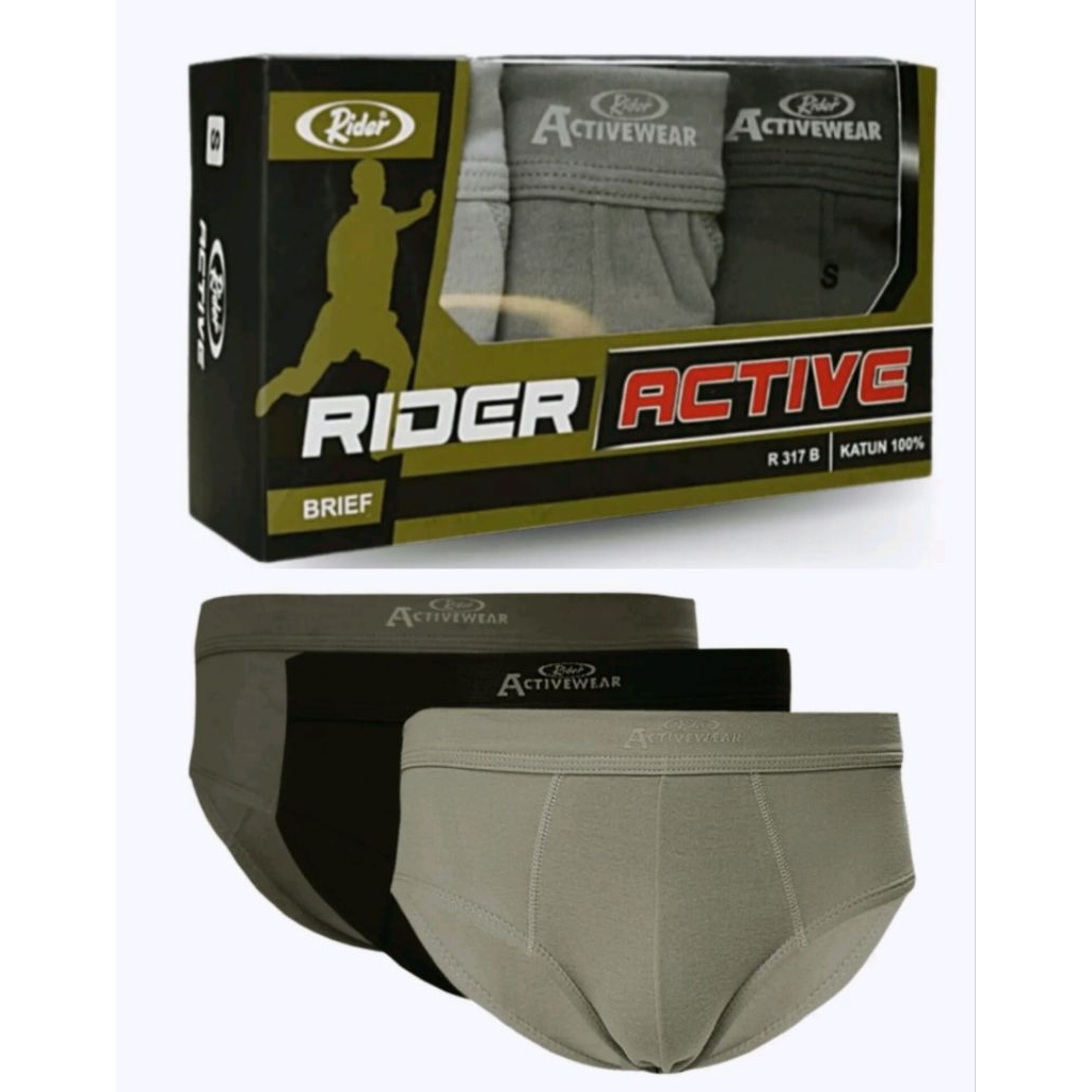 [3Pcs] Celana Dalam Pria Dewasa RIDER Active R317B | CD Pria Dewasa Bahan Katun | UK M.L.XL Lembut N
