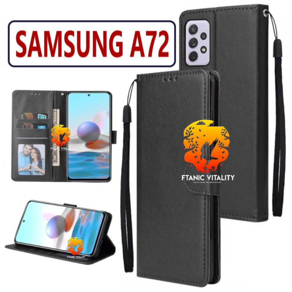FLIP LEATHER CASING SAMSUNG A72 CASE KULIT FLIP WALLET LEATHER DOMPET KULIT PREMIUM SARUNG BUKA TUTU