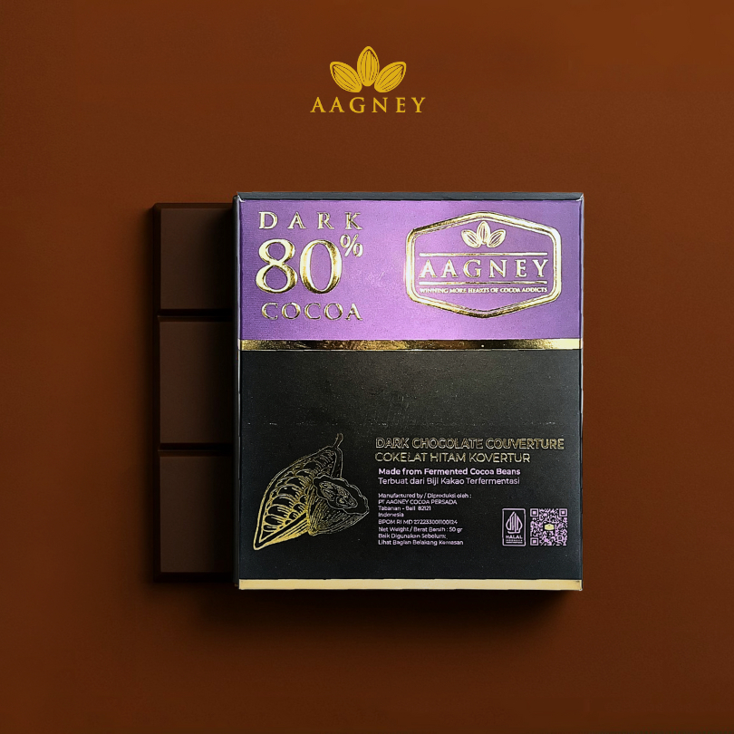 

Aagney Chocolate Couverture Dark 80% Cocoa 50gr | Cokelat Bali