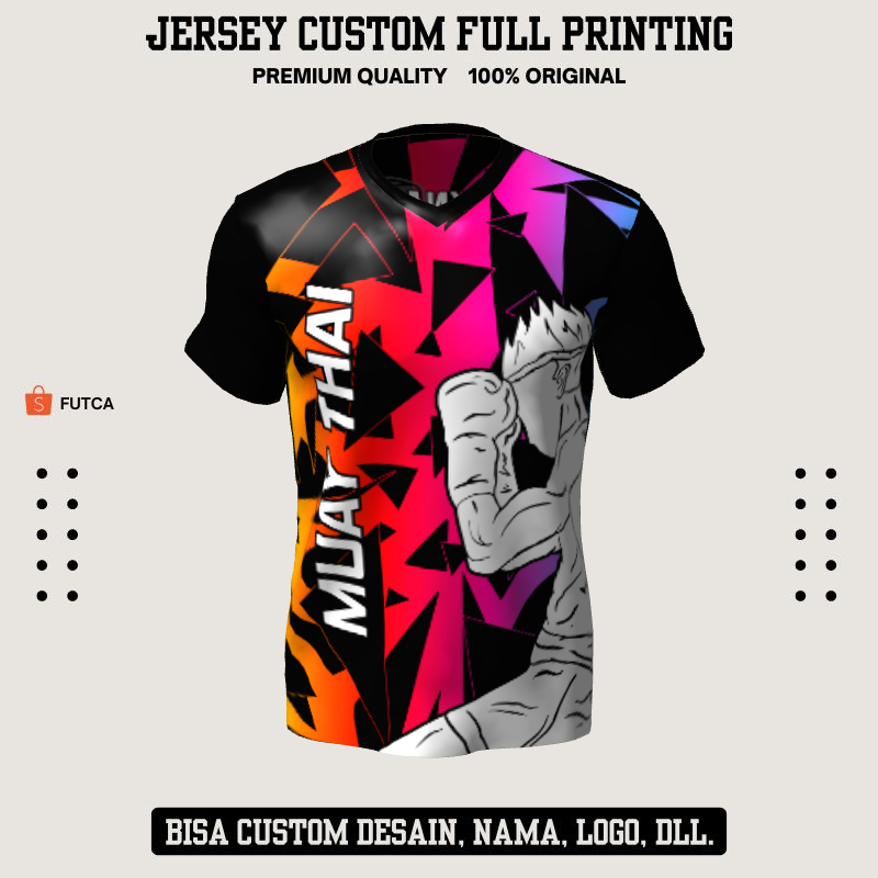 Kaos Jersey Muay Thai Hitam Pink Motif Abstrak Naga 04 - Jersey Beladiri Muay Thai Custom