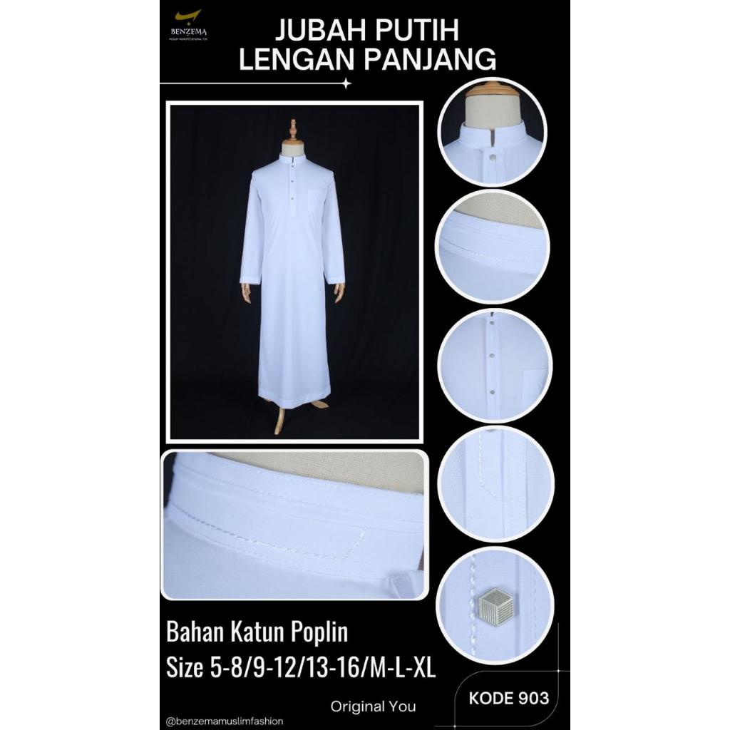 Jubah Putih Anak - Benzema - HijrahStore - Katun Poplin