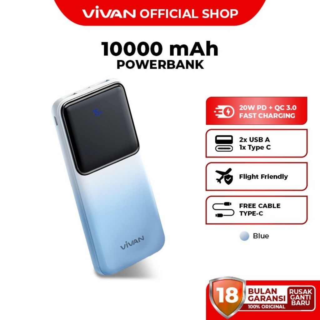 VIVAN POWER BANK 20000mah fast charging PD+QC3.0