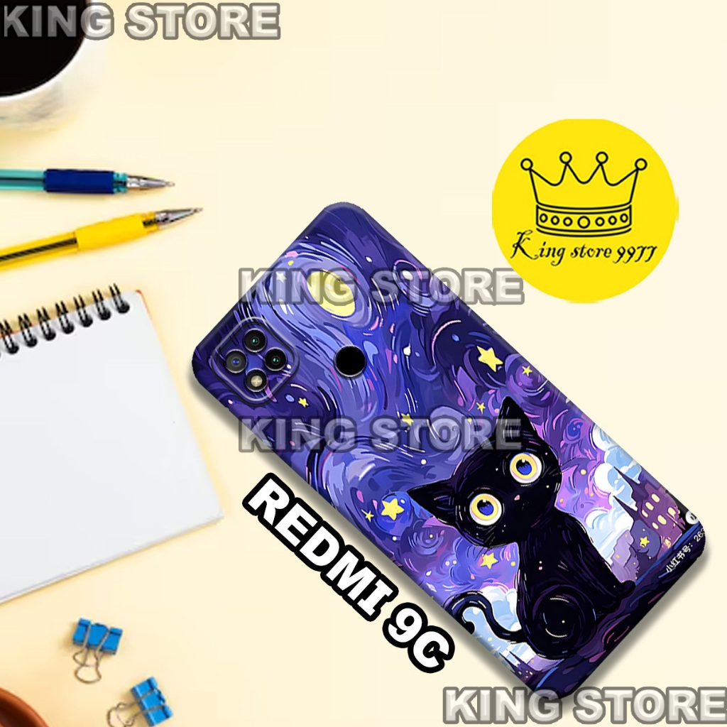 (KS27)  Softcase karet untuk REDMI 9C Motif gambar karakter Kucing/casing REDMI 9C terbaru/kesing hp