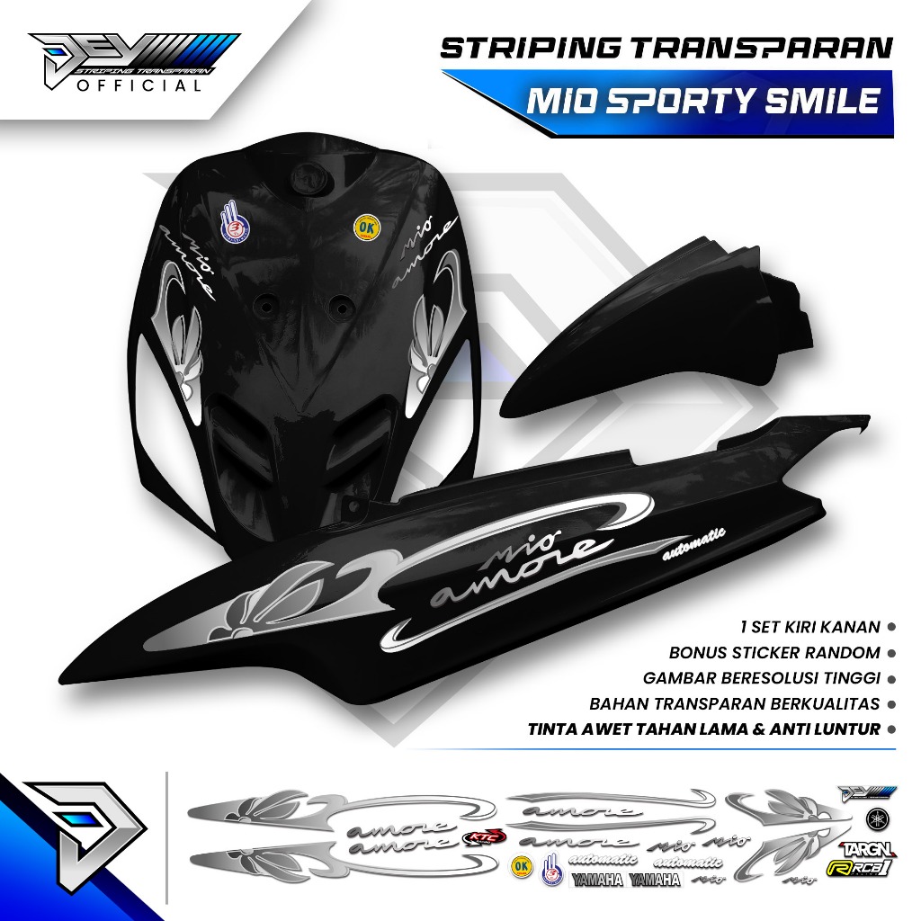 STRIPING TRANSPARAN MIO SPORTY MIO SMILE MOTIF BUNGA AMORE THAILAND STICKER BODY YAMAHA MIO