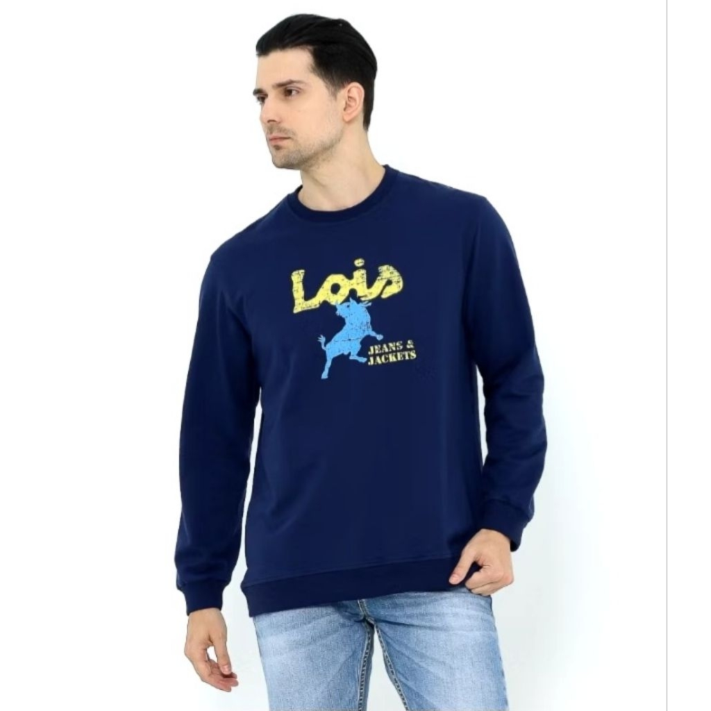Kaos Lengan Panjang Sweatshirt Pria Original Lois KSLS2313 NAVY
