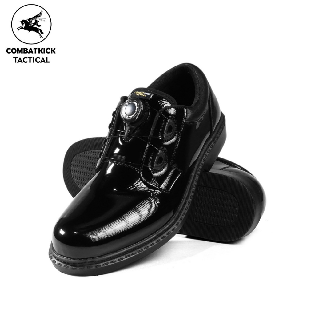 Combatkicks Sepatu PDH Tali Putar TNI Polri Satpam Security Hitam glossy
